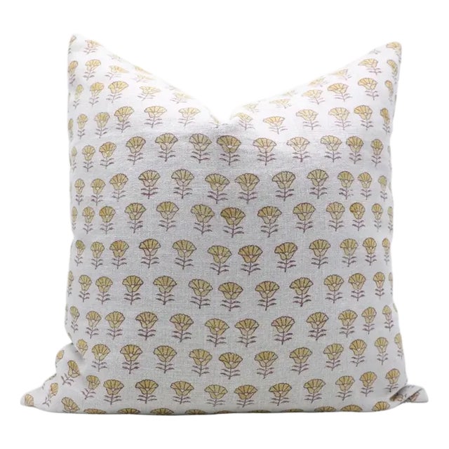 Fabdivine Artisan Block Print Throw Pillow Cover 12x20 Inch Thick Linen- Kohinoor For Sale