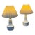 1960s Mid-Century Modern White Ceramic Table Lamps With Pleated Shades - Set of 2 For Sale