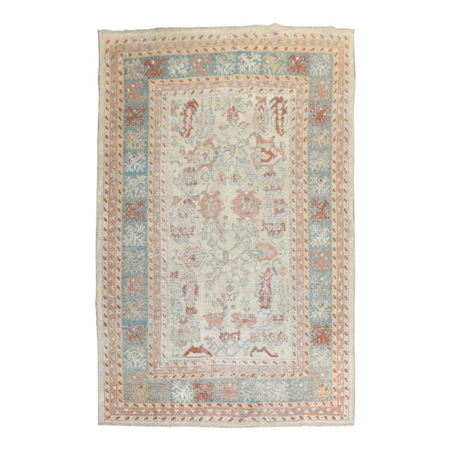 Ivory Antique Turkish Ghiordes Rug - 4'9" x 7' For Sale
