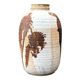 Vintage Abstract Stoneware Vase For Sale
