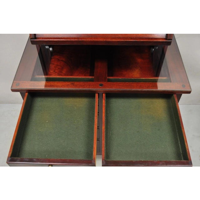 Wood Antique General Optical Mahogany Ophthalmic Cabinet Roll Top Medical Work Desk For Sale - Image 7 of 11