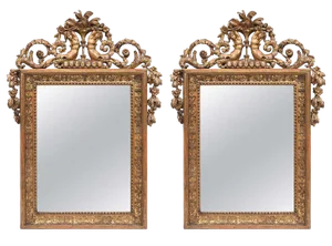 Pair of 19th C. Empire Giltwood and Bronze Mirrors