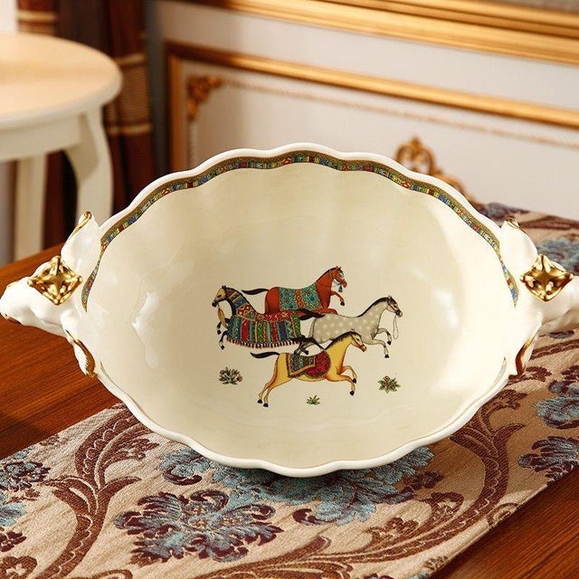 Art Deco Vintage Ceramic Elephant-Shaped Gilded Painted Fruit Bowl - Southeast Asian Light Luxury Decor Accent For Sale - Image 3 of 4