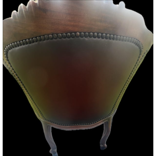 Theodore Alexander Vintage Theodore Alexander French Rococo Style Carved Leather Tub Armchair For Sale - Image 4 of 10