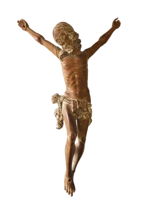 18th C Baroque Corpus Christi Sculpture / Christ Wooden Statue / Antique Carved Jesus