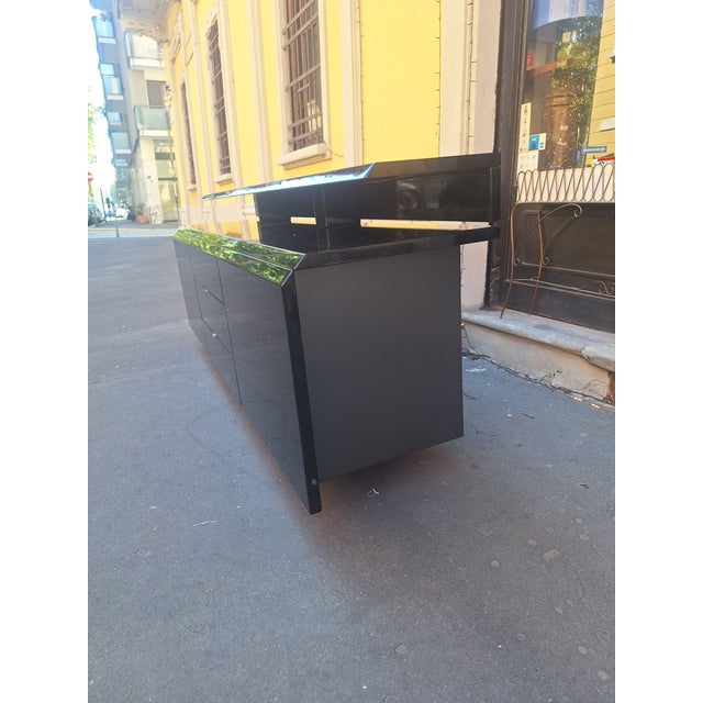 Vintage Sideboard in Black Lacquered Wood by Giovanni Offredi for Saporiti, 1970s For Sale - Image 14 of 16