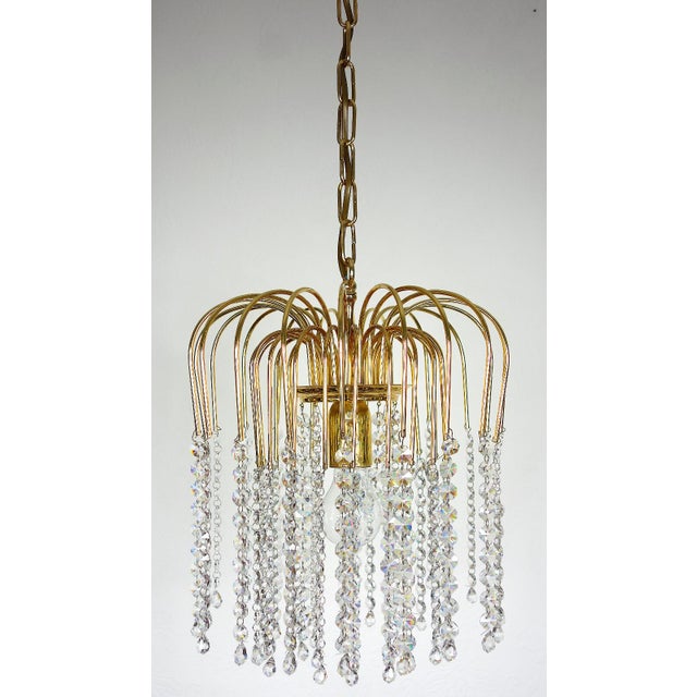 Gold Brass and Lead Crystal Chandelier from Joska Bodenmais, 1970s For Sale - Image 8 of 11