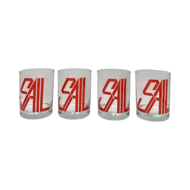Vintage Set of 4 Sail Cocktail Rocks Glasses For Sale - Image 4 of 8