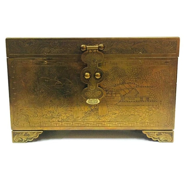 Vintage Chinese Brass Etched Keepsake Letter Box Chairish