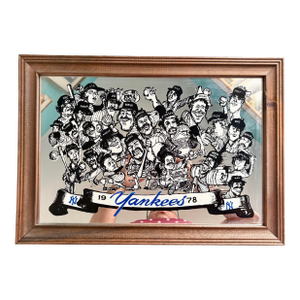 Vintage New York Yankees Mirror 1978 – Framed Team Caricature Wall Decor – 20 5/8” X 14 1/2” – Ready to Hang