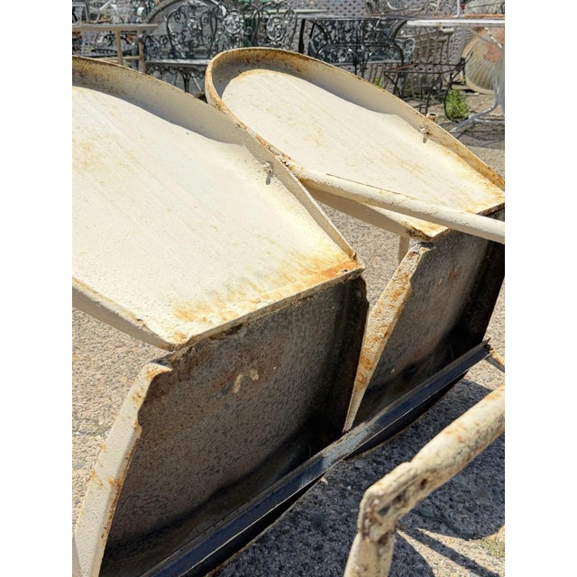 Vintage Art Deco Steel Metal Clam Shell Double Seat Porch Patio Loveseat - Pair For Sale - Image 18 of 18