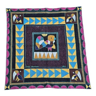 Embroidered Kilim with South African Parrots, 1997 For Sale