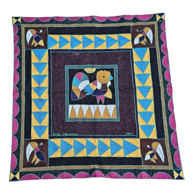 Embroidered Kilim with South African Parrots, 1997 For Sale