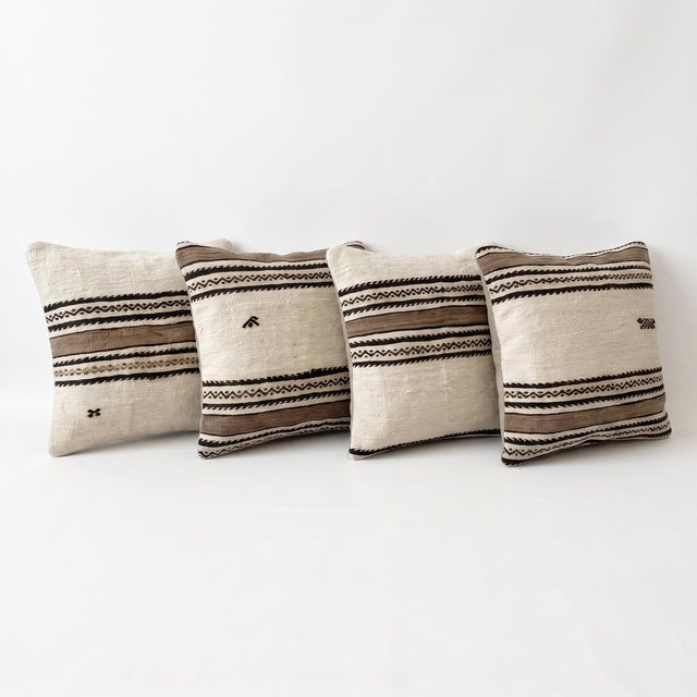 Mid-Century Modern Turkish Oushak Kilim Pillow Cover 23'' X 23'' - Set of Four For Sale - Image 3 of 4