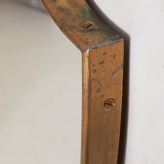 Mid-Century Modern Italian Brass Notched Wall Mirror, 1970s - 1 Available For Sale - Image 3 of 6