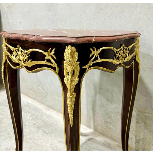 Rococo Copper Side Table Marble Topped Rococo Style For Sale - Image 3 of 8