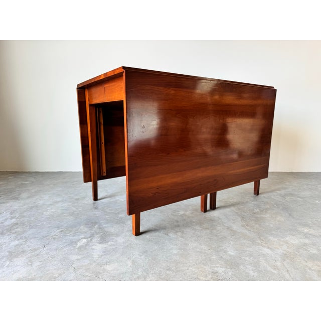 Brown Vintage Henkel Harris Williamsburg-Style Solid Cherry Drop Leaf Dining Table For Sale - Image 8 of 12