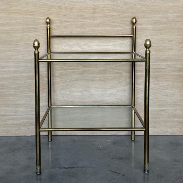 Bronze Pair of Early 20th Century Italian Bronze and Glass with Nightstands with Crest For Sale - Image 8 of 18