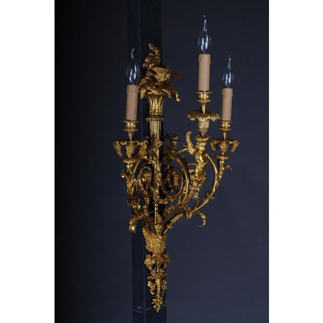 Large Louis XV Gilded Bronze Sconces, Set of 2 For Sale - Image 6 of 16