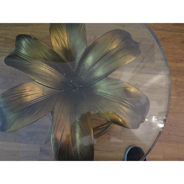 Rare Vintage Arthur Court Verdigris Gilt and Glass Lily Flower Side Table/Single For Sale In Boise - Image 6 of 7