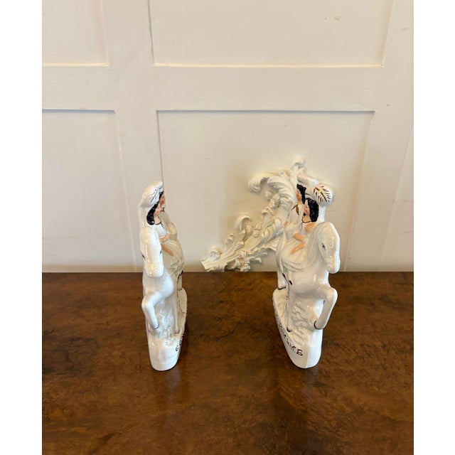 Antique Staffordshire Flat Back Figures on Horseback, 1890s, Set of 2 For Sale - Image 10 of 13