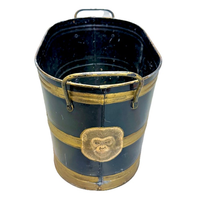 Mid 20th Century Vintage Singerie (Monkey) Tole Cachepot For Sale - Image 5 of 8