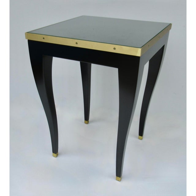 Contemporary Donghia C.1980's "Essence," Square Occasional, Side, Satin Brass Gallery Satin Ebony Finish With Brushed Satin Brass Details For Sale - Image 3 of 18