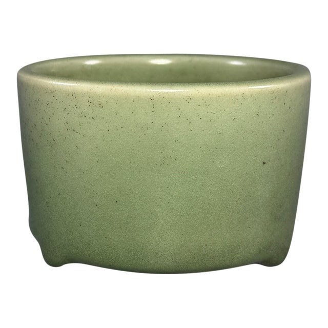 Vintage Chinese Longquan Celadon Cylindrical Tripod Censer, Collectible For Sale