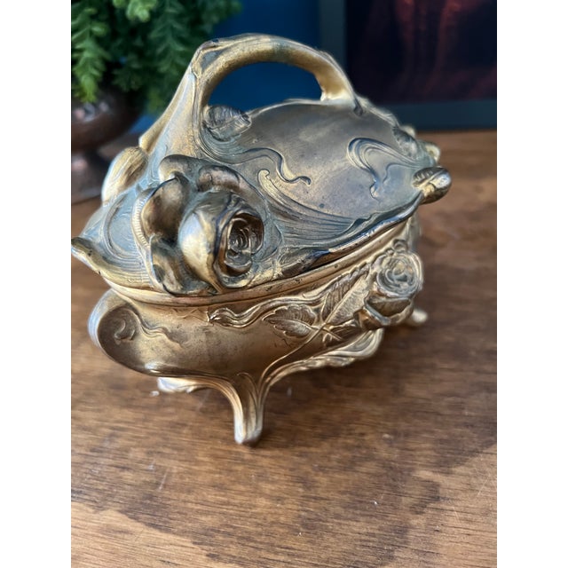 Antique Art Nouveau Brass Jewelry Casket For Sale - Image 15 of 18