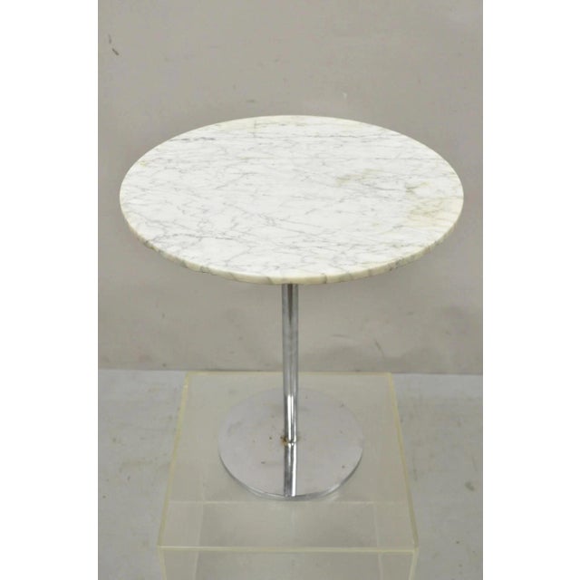 Mid-Century Modern Mid Century Modern Hugh Acton Round Marble Top Chrome Lollipop Drinks Side Table For Sale - Image 3 of 12