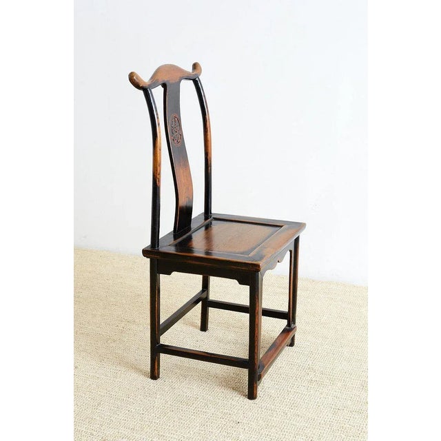 Mid 20th Century Chinese Yoke Back Official's Hat Chairs - a Pair For Sale - Image 5 of 13