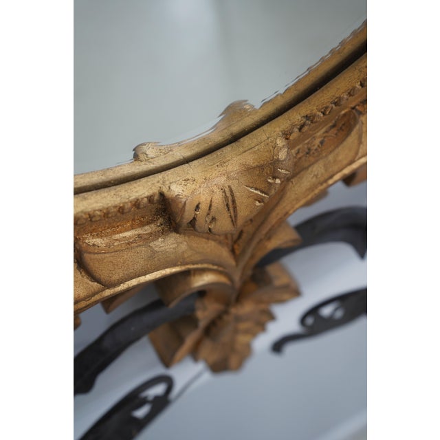 Pair of Baroque-Style Toleware Metal and Giltwood Mirrors With Sconces For Sale - Image 12 of 13