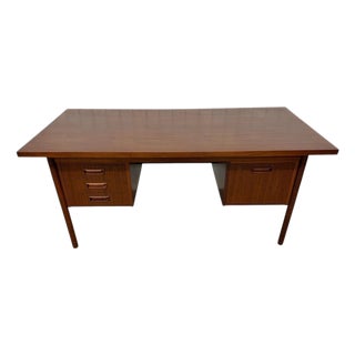 Mid-Century Danish Modern Teak Executive's Desk - Refinished! For Sale