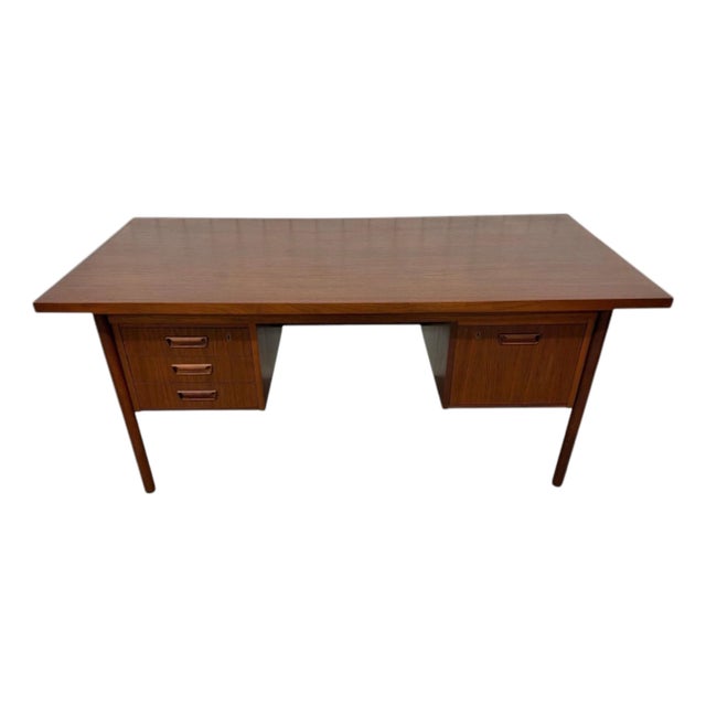Mid-Century Danish Modern Teak Executive's Desk - Refinished! For Sale