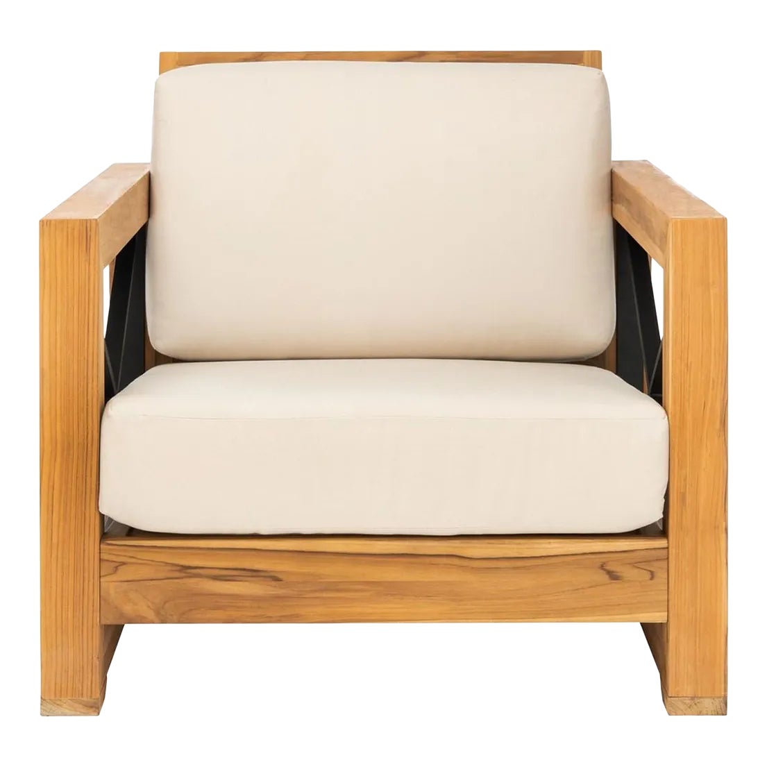 Curacao Outdoor Brazilian Teak Club Chair Natural/White Chairish