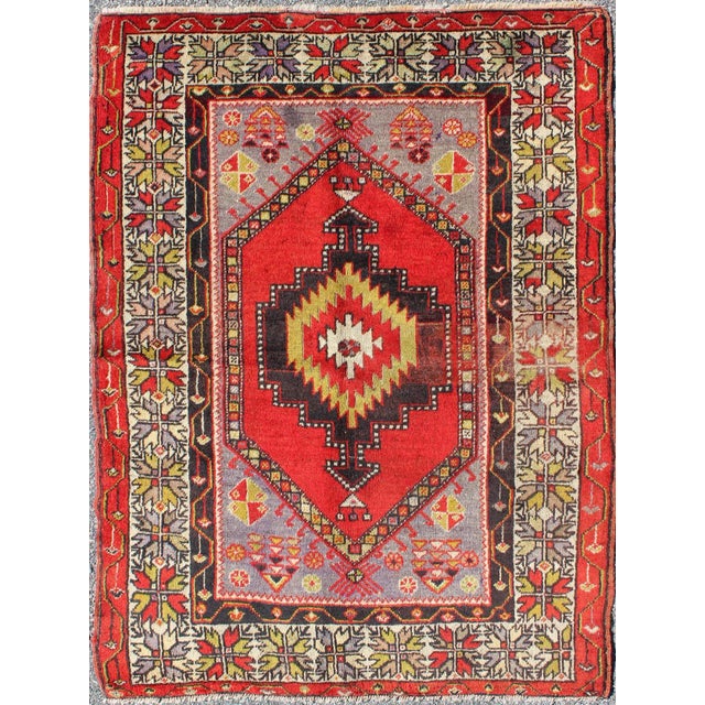 Textile Keivan Woven Arts 1920s Antique Turkish Oushak Rug - 3′7″ × 4′10″ For Sale - Image 7 of 7