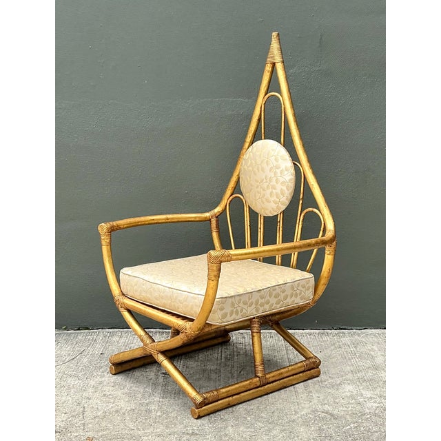 Vintage Loop Rattan Chair After Henry Olko For Sale In West Palm - Image 6 of 12