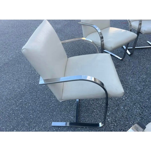 Mid-Century Modern Set of 8 in the Style of Mies Van Der Rohe / Knoll Flat Bar Brno Arm Chairs For Sale - Image 3 of 10