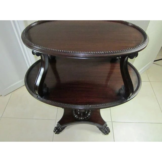 Vintage Dark Tone Wood Two Tier Accent End Side Table Claw Legs For Sale - Image 9 of 9
