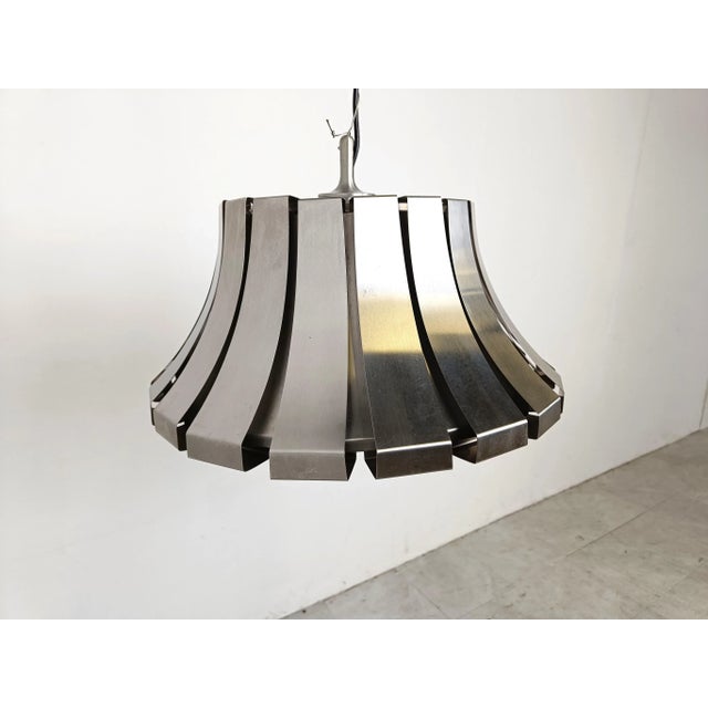 Silver Mid-Century Steel Suspension Lamp by E. Martinelli for Martinelli Luce, 1960 For Sale - Image 8 of 10