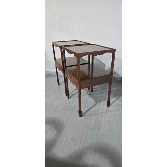 Brown Regency Bedside Lamp Tables, 1920s, Set of 2 For Sale - Image 8 of 11