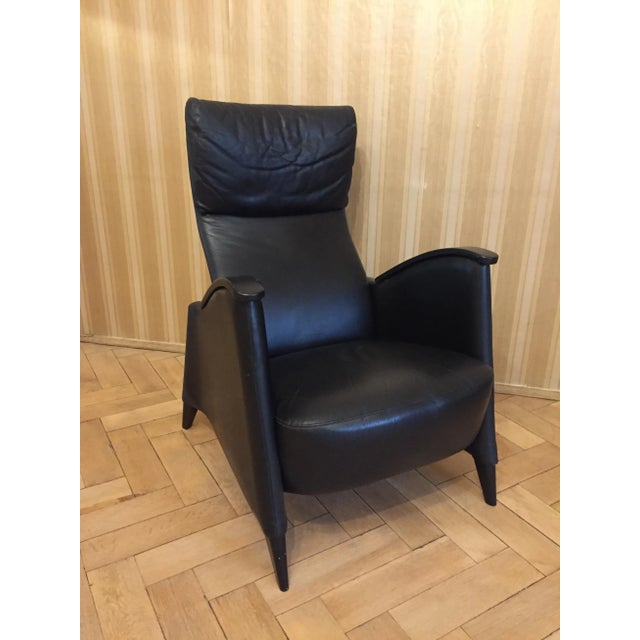 Black Leather Armchair, 1980s For Sale - Image 4 of 8