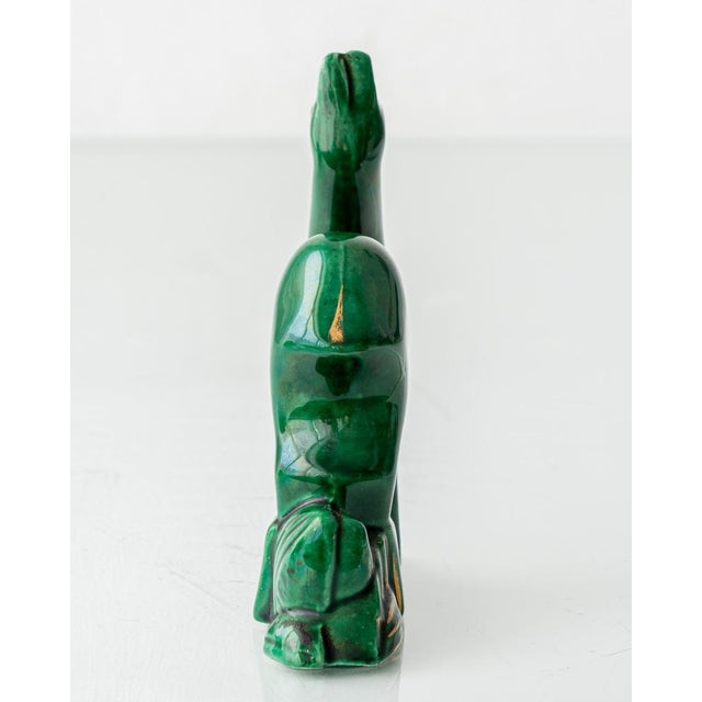 Ceramic Art Deco Saint-Clément Emerald Green Ceramic Deer Sculpture by Charles Lemanceau, France, 1930s For Sale - Image 7 of 10
