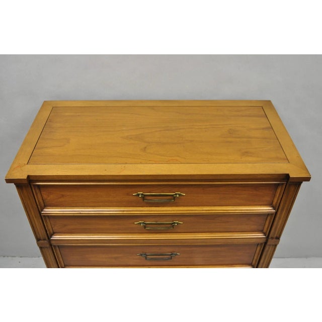 Hollywood Regency Vintage Hollywood Regency Cherry Wood 5 Drawer Tall Chest Dresser by White Furn For Sale - Image 3 of 14