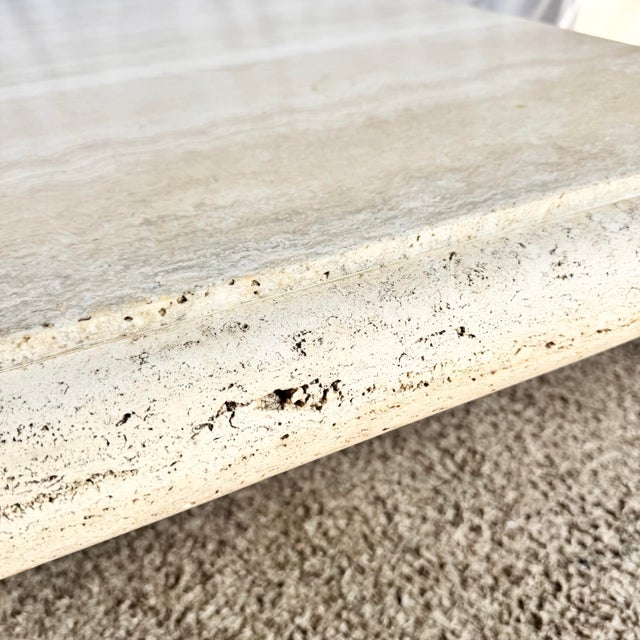 Vintage Italian Travertine Square Top Coffee Table For Sale - Image 12 of 12