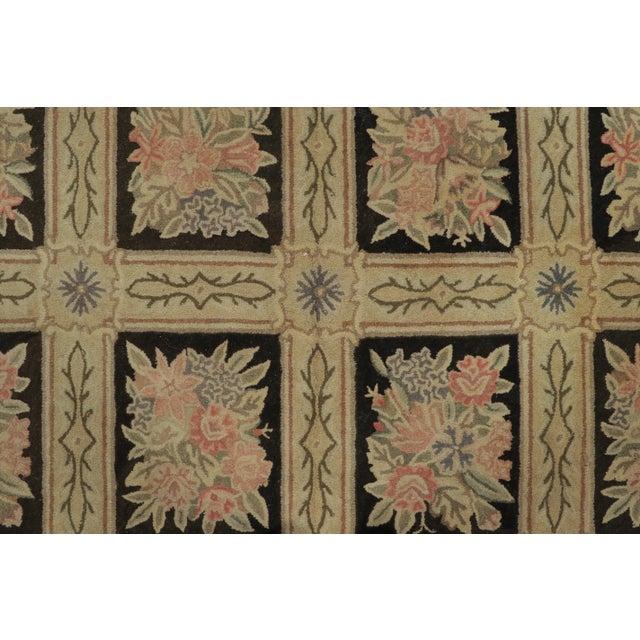 Transitional Antique Hooked Rug in Gold With Floral Garden Lattice Design - Rug & Kilim For Sale - Image 3 of 8