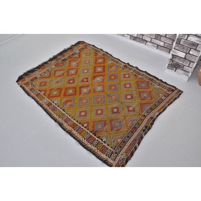 1950s Geometric Anatolian Kilim Rug For Sale - Image 4 of 10