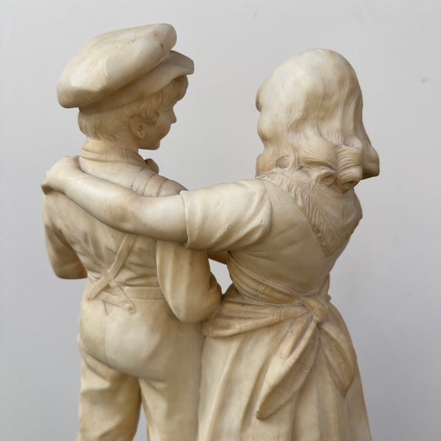Eugenio Battiglia, Sculpture Childrens Couple, 1890s, Alabaster For Sale - Image 16 of 18