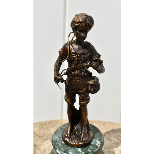 Vintage Auguste Moreau Design Boy on Marble Base For Sale - Image 9 of 12