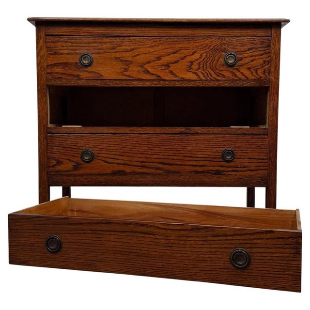 Antique Early 20th Century English Edwardian Oak Chest of Drawers For Sale - Image 3 of 12